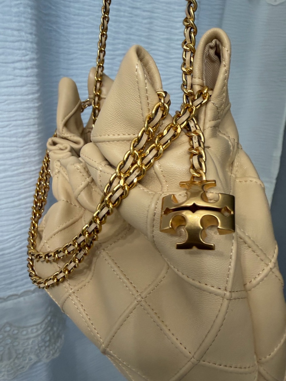 Tory Burch Mini Fleming Soft Quilted Hobo Bag with Gold Chain - Picture 11 of 14